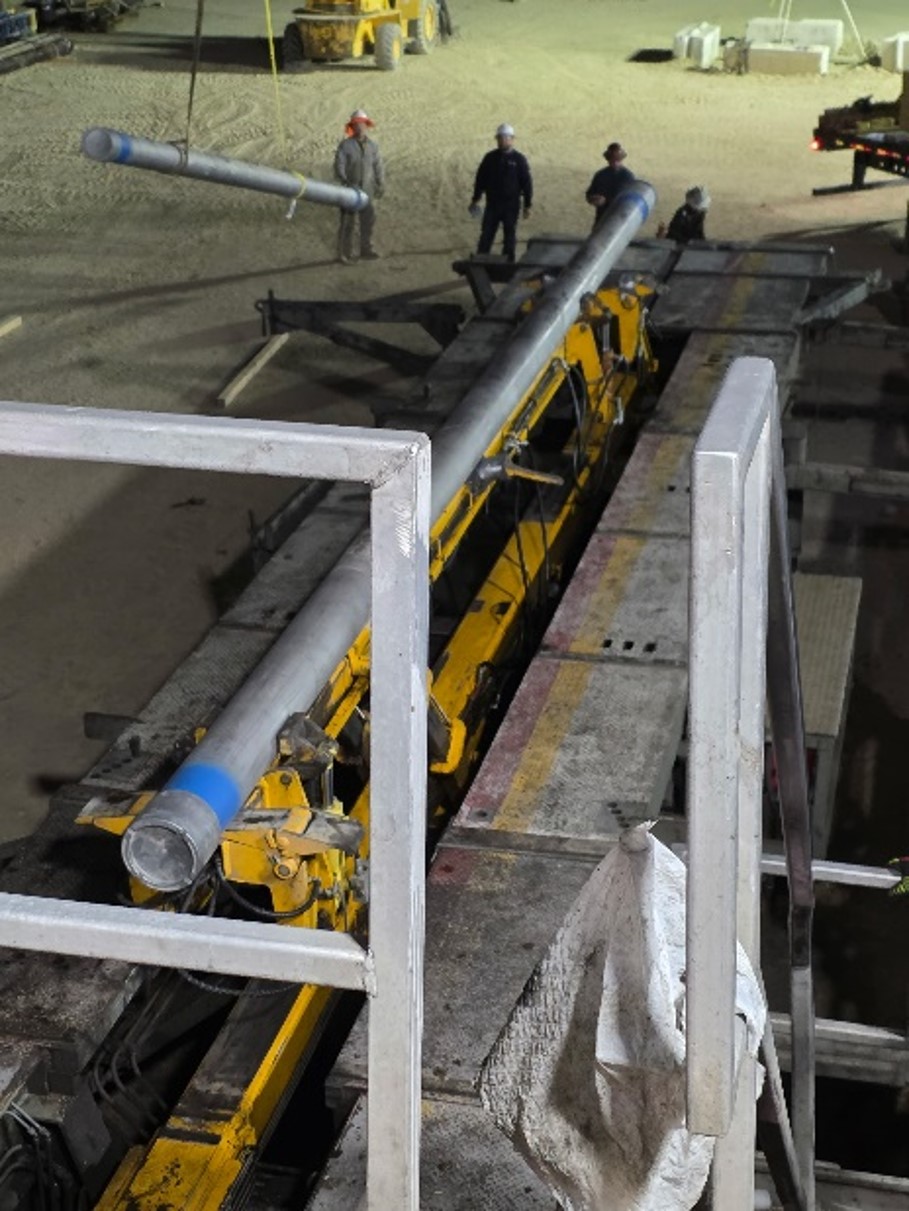 The 9 5/8-in. 25Cr-80 Vam21 on the pipe handler.