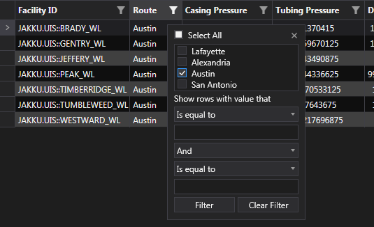 Canvas Preview: Grid - Column Filter